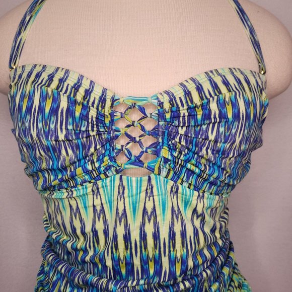 Halter Tankini Swim Top Ombre Blues - Picture 3 of 8